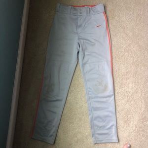 Nike baseball pants, grey with orange piping